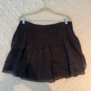 Isabel Marant Black A-Line Crochet-Trim Skirt